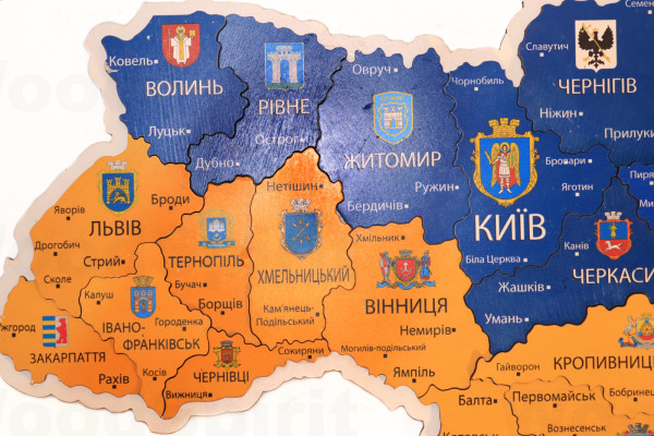 Деревʼяна мапа України 49х70